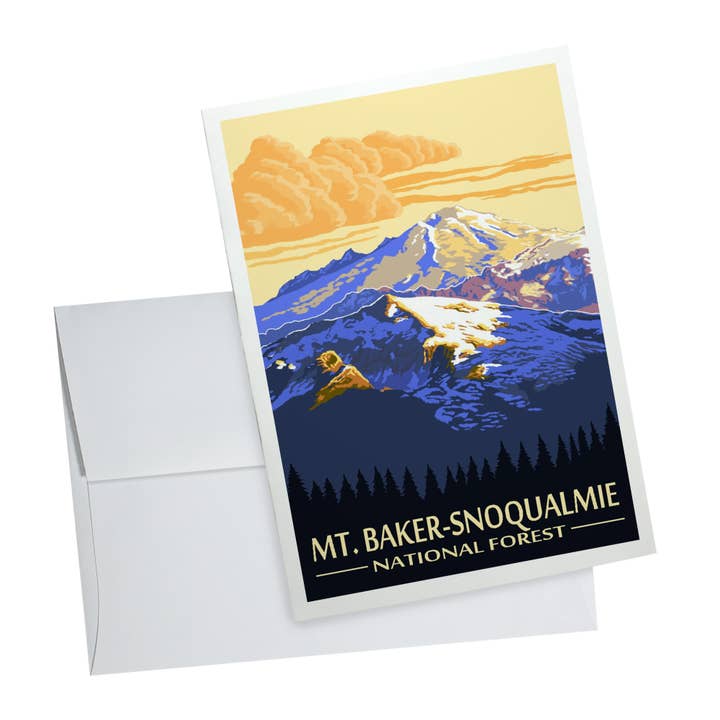 Notecard 99923 Mt Baker Snoqualmie National Forest Washin for wholesale by Lantern Press