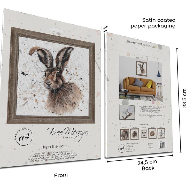 Creative World of Crafts - Wholesale Embroidery/Cross Stitch Supplies - Bree Merryn - Hugh the Hare Cross Stitch Kit