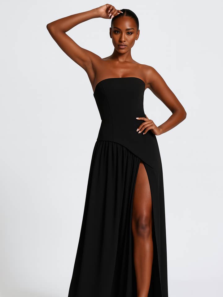 Amani Maxi Dress – Nero (Opzione Etichetta Marchio Personalizzata) per la vendita all'ingrosso da parte di Dresscholic