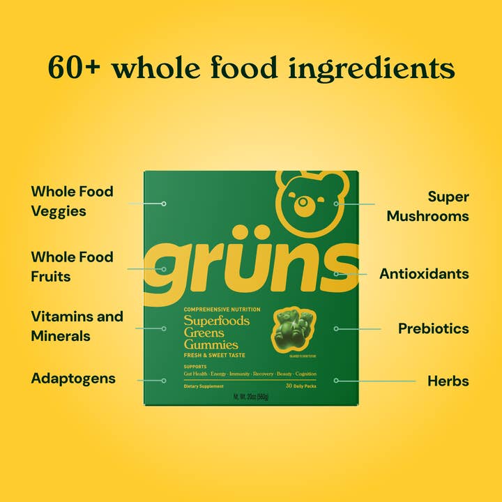 Grüns - Wholesale Oral Supplement/Vitamin - Grüns Adult Superfood Greens Gummies, 30 Servings3