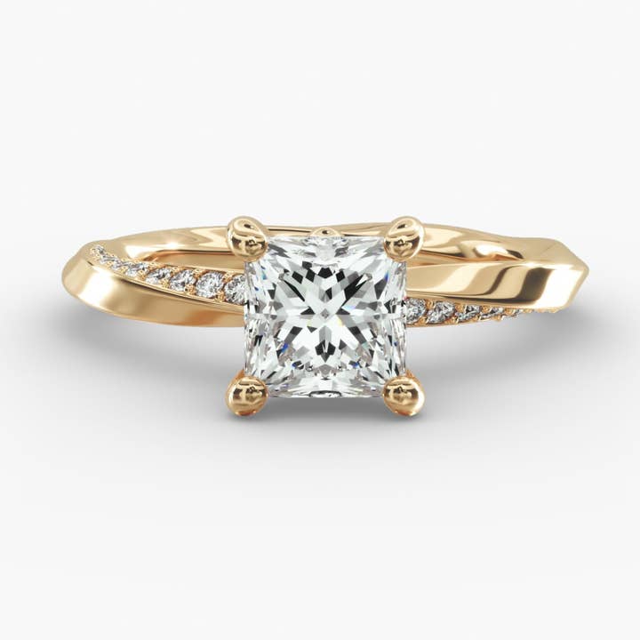 Twisted Sparkle Princess Lab Grown Diamond Center Engagement Ring for wholesale by Caratina