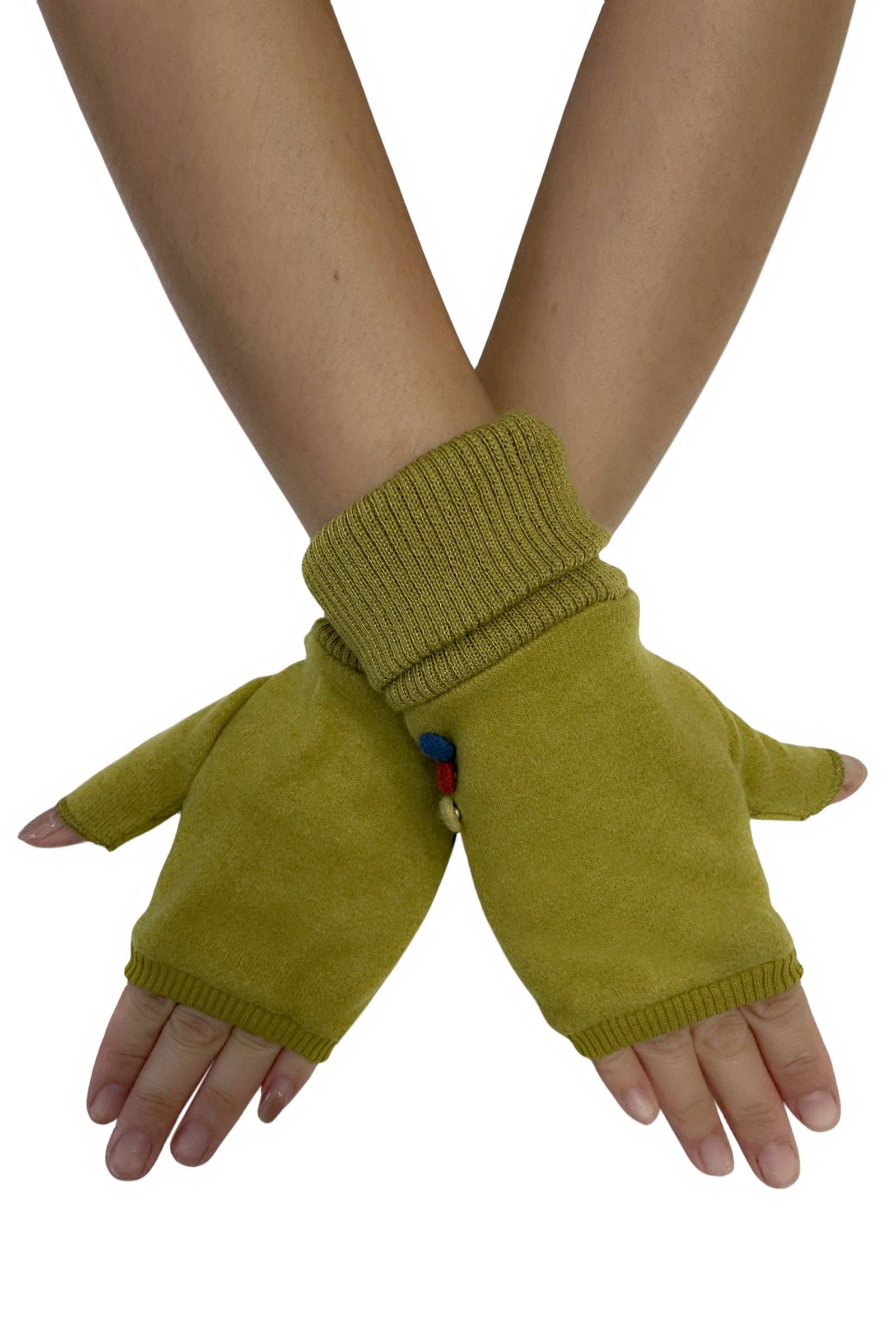 Fashion Scarf World – wholesale Gloves – Women's – Elasticated Plain Button Fingerless Gloves1