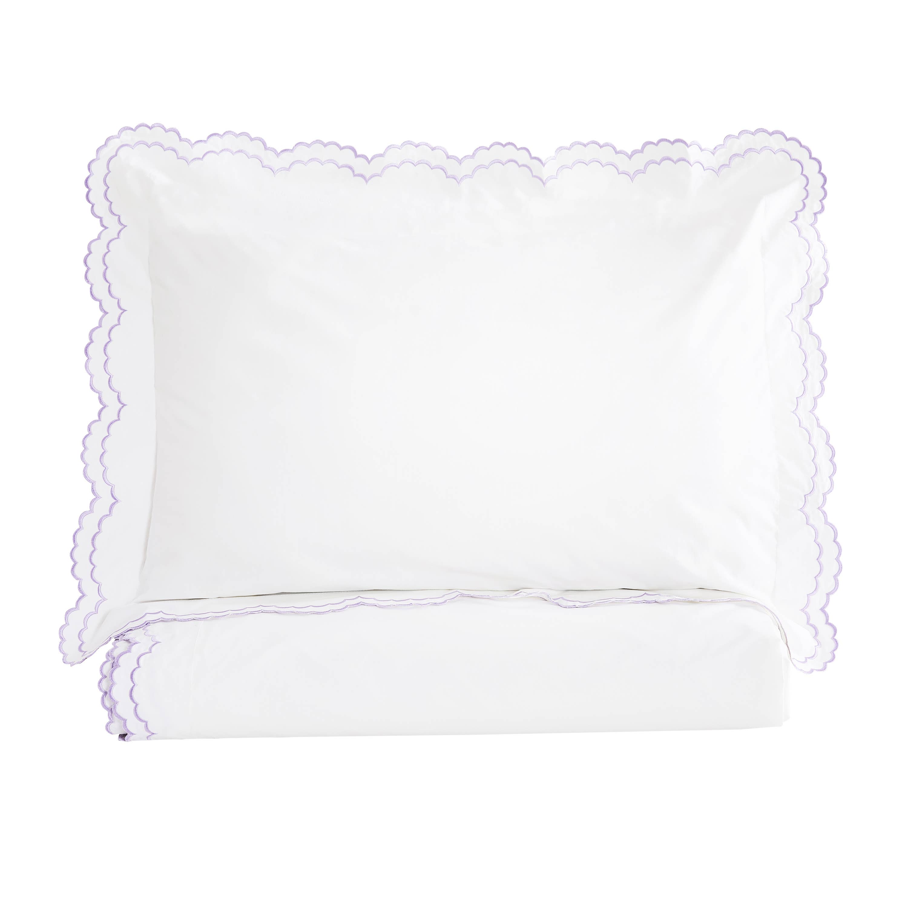 Mélange Home - Vente Housses de couette - Ensemble de housse de couette en percale de coton brodé à double festons11