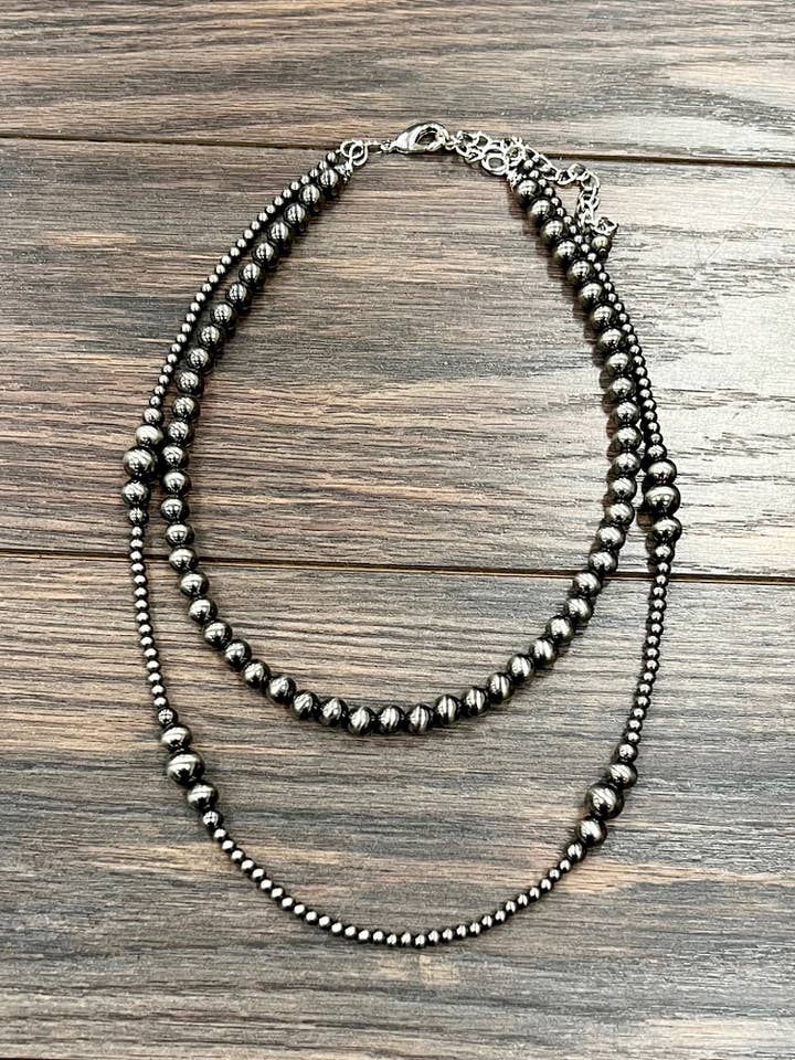 739183, Handmade 22" 2-strand Polish Navajo Bead Necklace for wholesale by ISAC Trading Inc