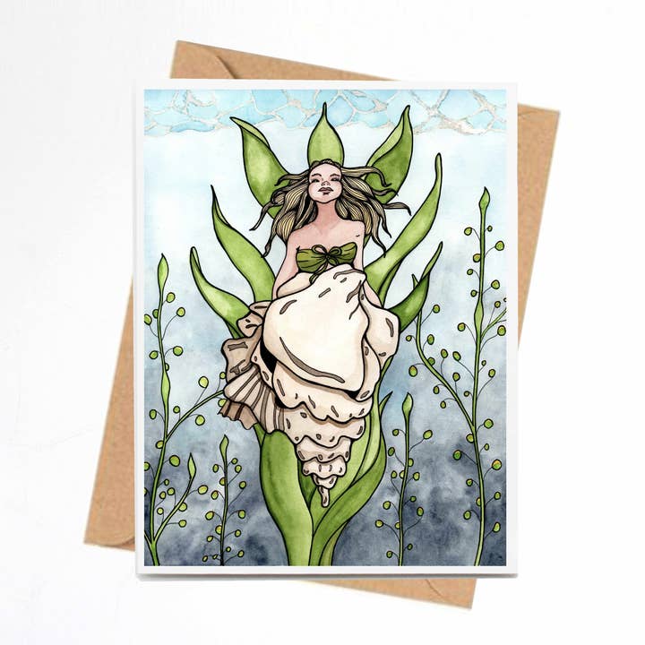 Carte-note « Shell Siren » faite à la main pour la vente par PinkPolish Design