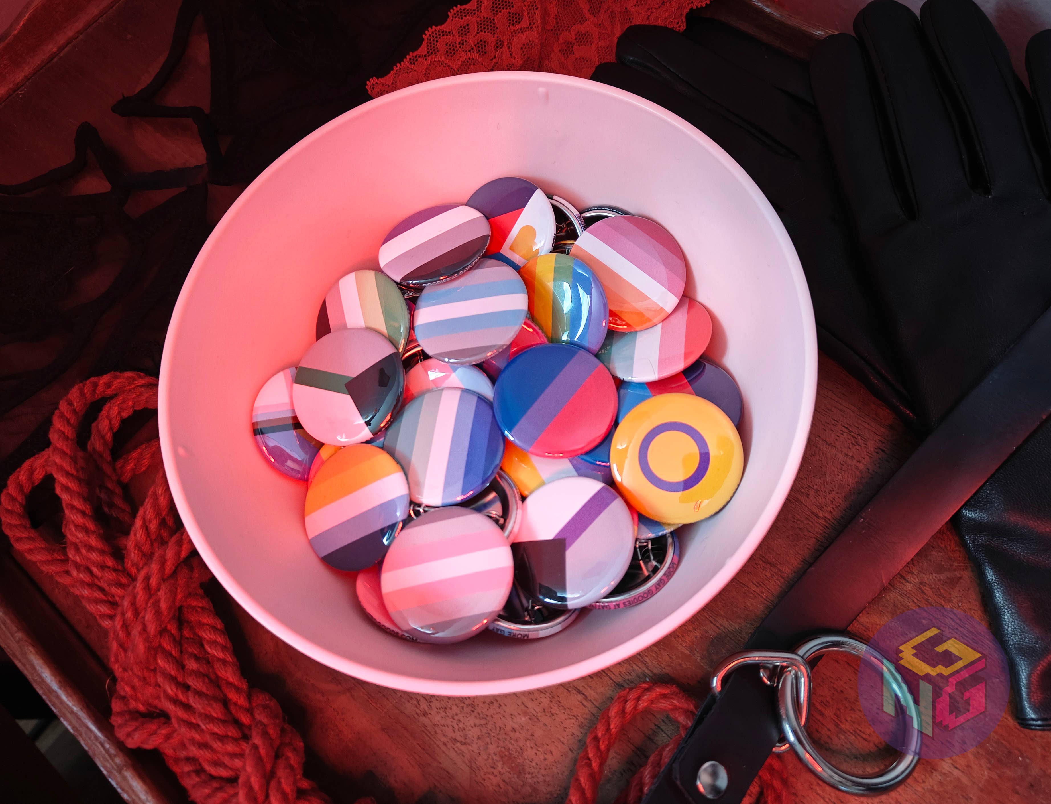 Gay Nerd Goods - Wholesale Lapel Pin/Button - Inclusive Pride Flag Button Mix3