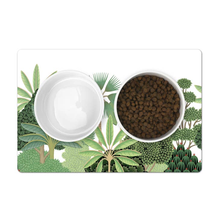 Pet Placemat, Tropical Trees, Green and White for wholesale by Aliza Darik