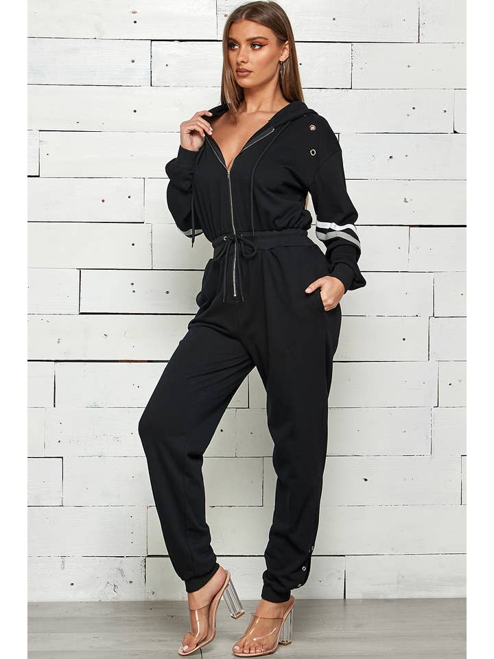 Shop Michella - Wholesale Jumpsuit - Dames - FRENCH TERRY GESTREEPTE JOGGER JUMPSUIT MET RITS8
