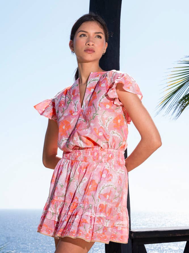 Jupe Claudia. Flore rougissante pour la vente par Bindu