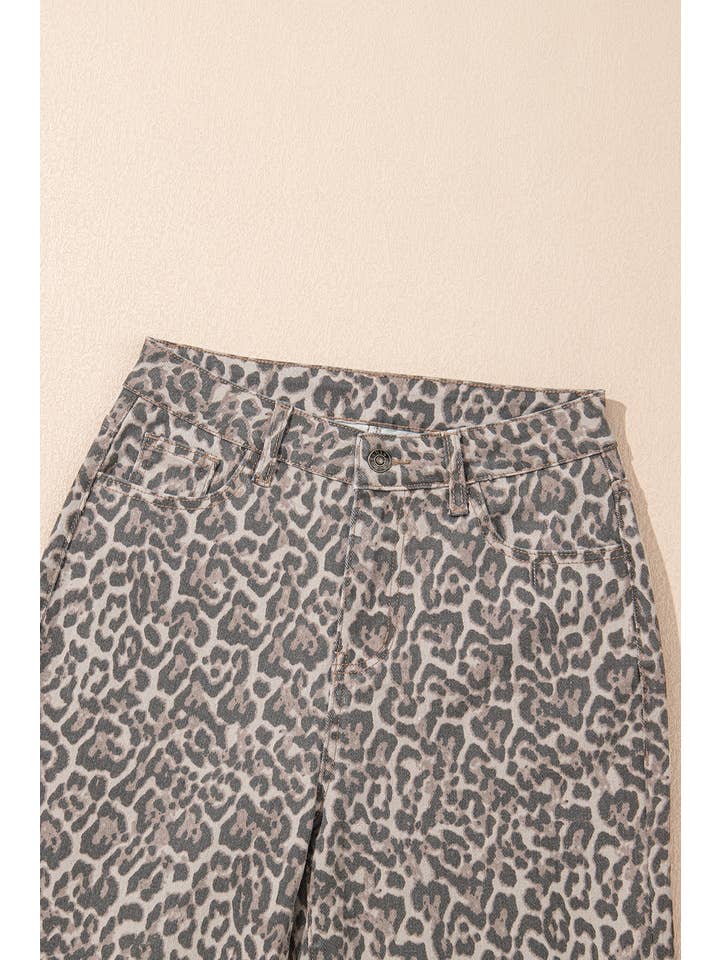 LA Society - Wholesale Jeans - Women's - LAS Leopard Frayed Edge Wide Leg High Waist Jeans (4-16)13