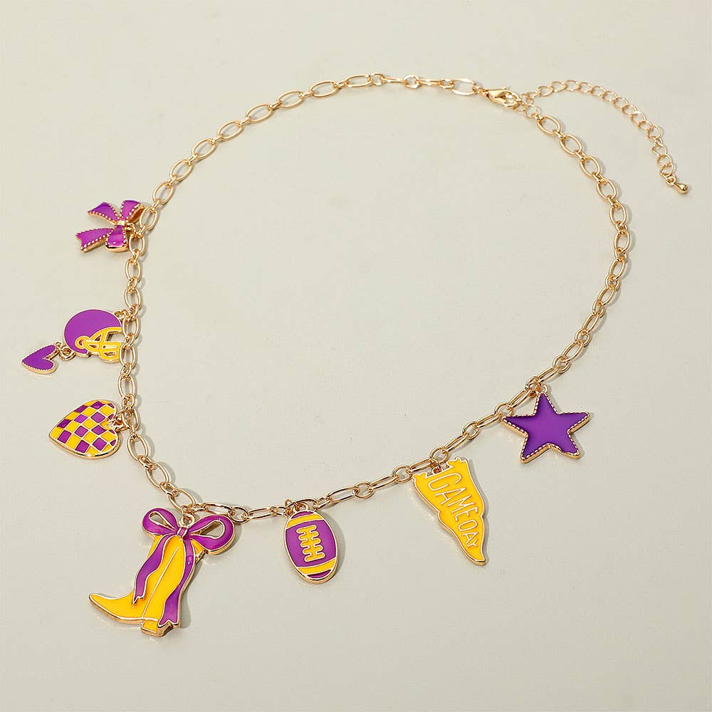 Sensibling Corp. - Wholesale Pendant/Charm Necklace - Game Day Football Theme Charm Station Necklace10