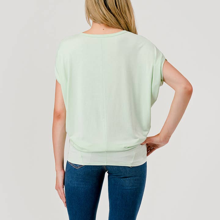 Heimious - Wholesale Knit Top - Women's - Short Dolman Sleeve Modal Jersey Top, 2572