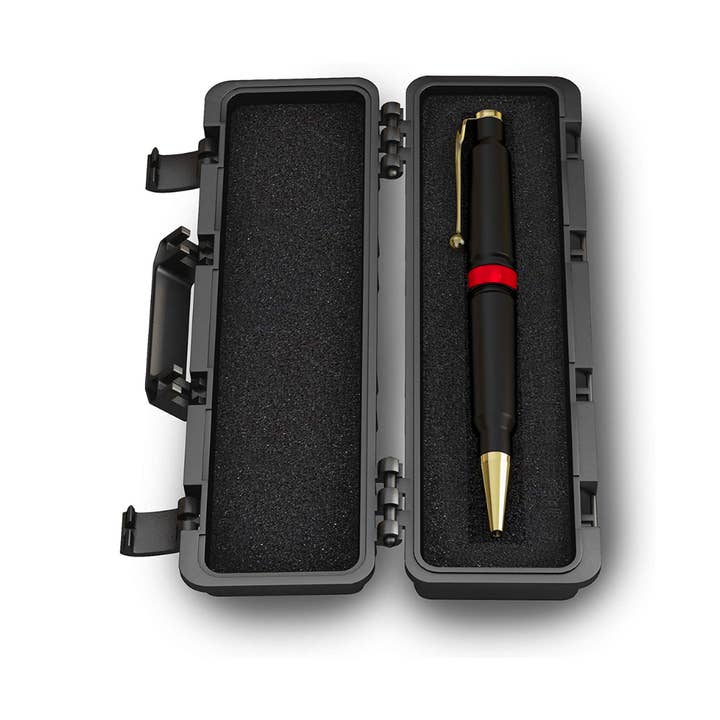 Old Southern Brass - Vente Stylos - Stylo torsadé rechargeable 308 Real Bullet case, fine ligne rouge