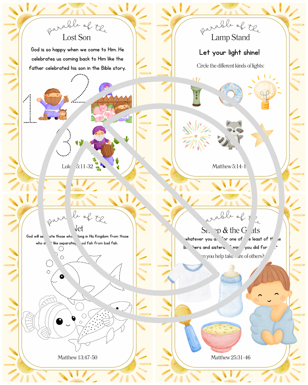 Sonshine Book Co - Vente Livre de coloriage et d'activités pour enfants et bébés - Livre d’activités avec paraboles de Jésus - Livre interactif à spirale5