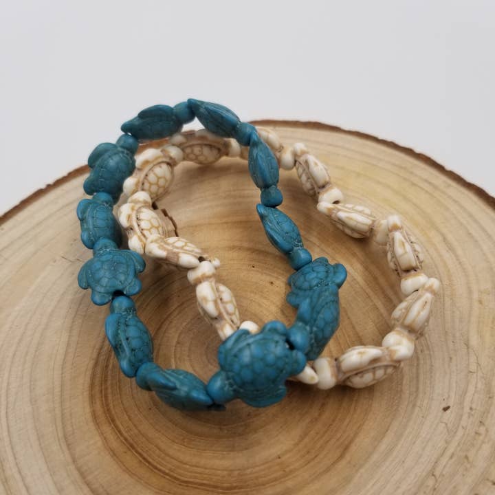 CHAKRA JEWELRY - Wholesale Beaded Bracelet - Turtle Turquoise Bracelet