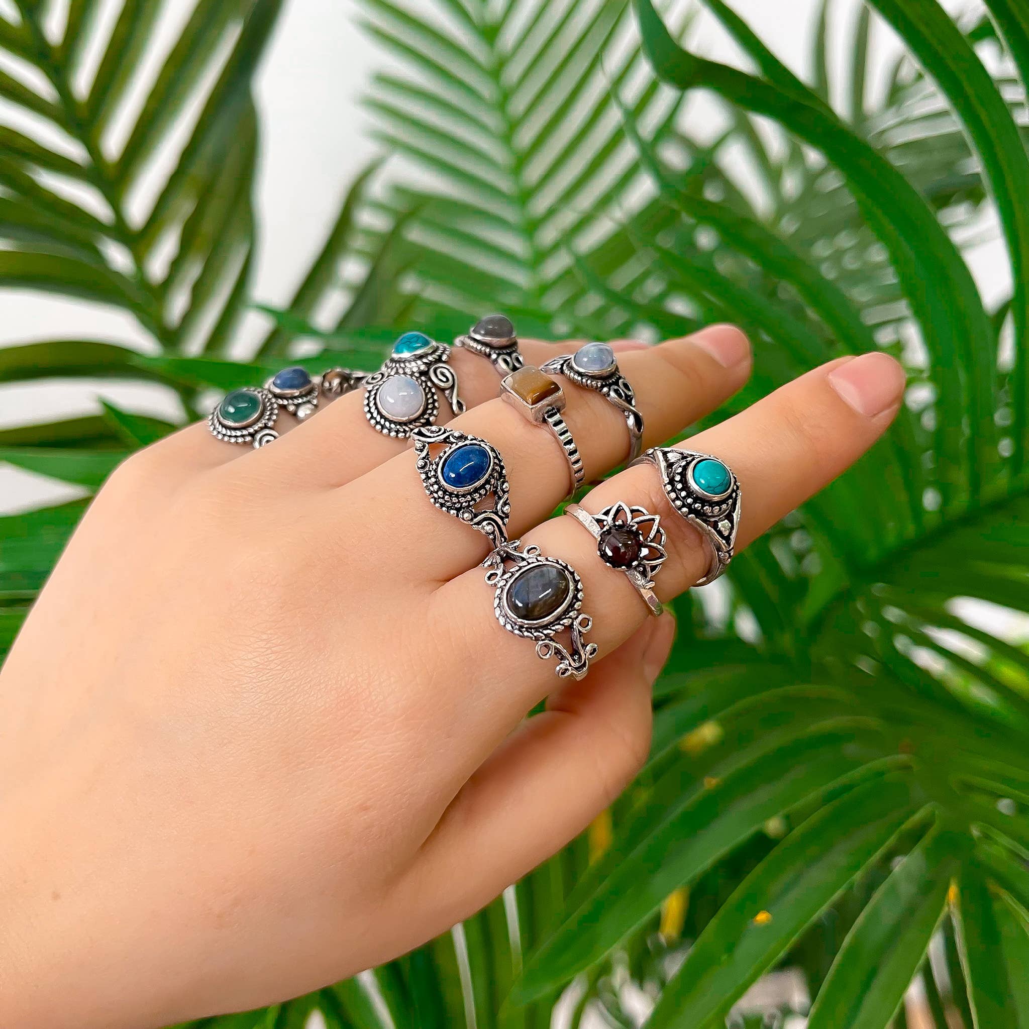 Karma Nepal Crafts - Wholesale Single Stone/Solitaire Ring - 100 Piece Bohemian Silver Crystal StackablRing  ($2.25 each)13