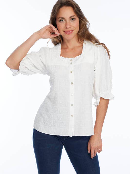 Haut à manches courtes et col carré pour femmes pour la vente par LIOR / ALISHA D