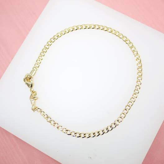 18K guld fyldt 3mm flad bremse cubanske kæde Ankelkæde (E75) for engroshandel hos MIA Jewelry