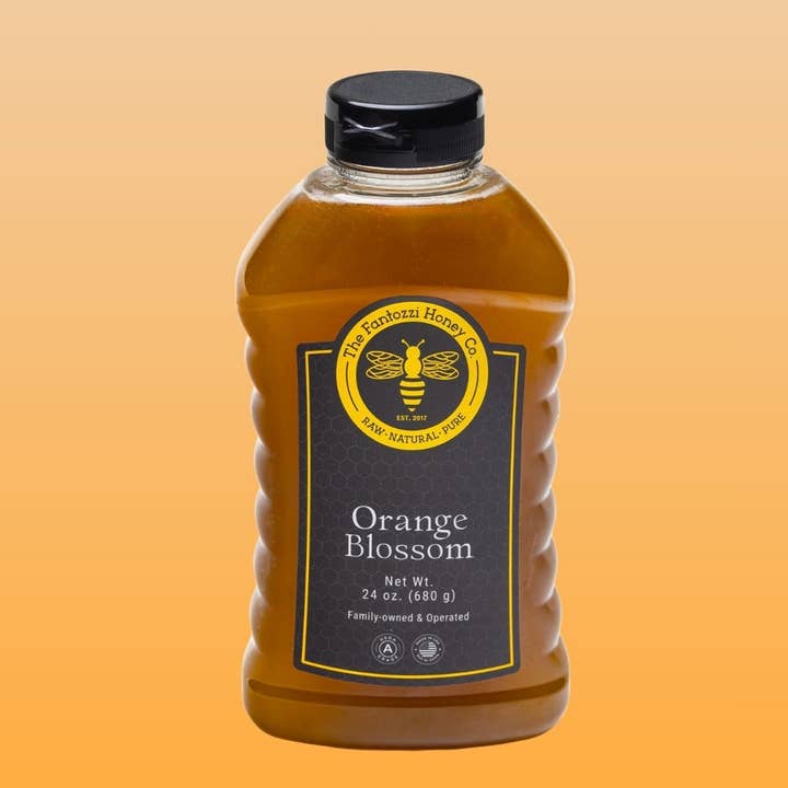 Bouteille à presser de miel de fleur d'oranger – Cadeau gourmet, 24 oz pour la vente par Fantozzi Honey Company