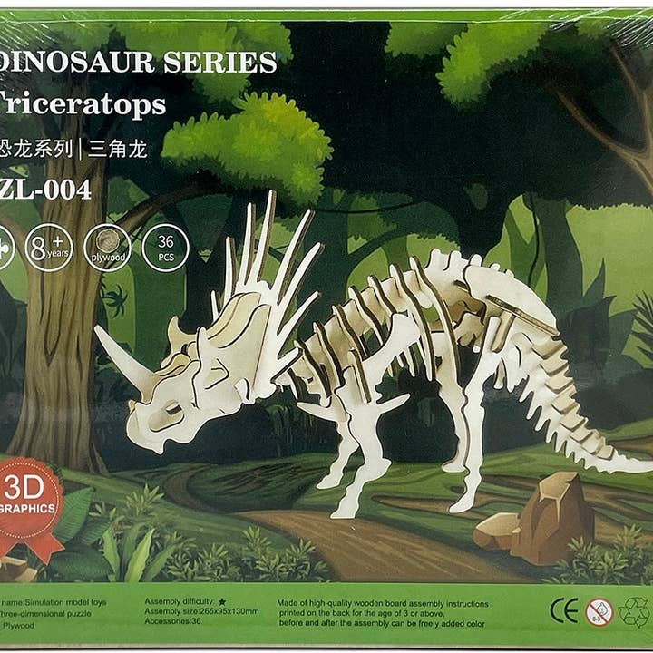 X-B8.2 TOY1153-008 Puzzle 3D in legno Triceratopo per la vendita all'ingrosso da parte di Menga Trading