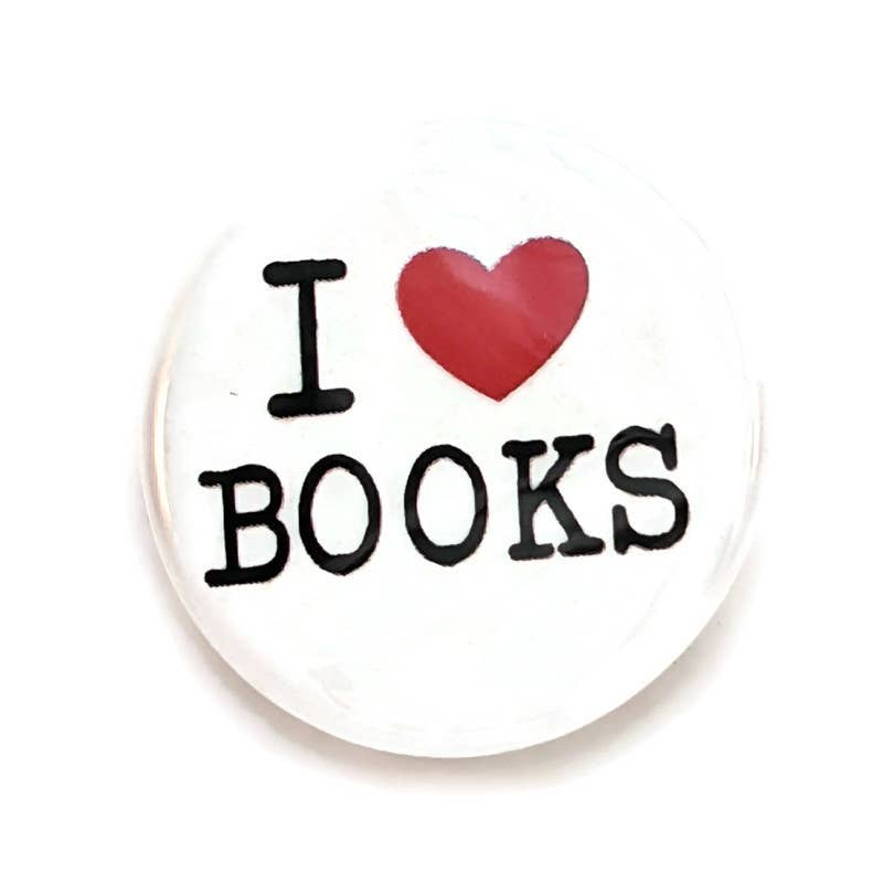 Portland Button Works - Wholesale Lapel Pin/Button - I Love Books 1" or 1.25" Pin-back Button or Magnet0