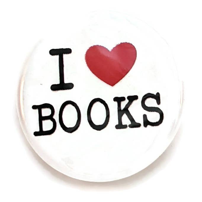 Portland Button Works - Wholesale Lapel Pin/Button - I Love Books 1" or 1.25" Pin-back Button or Magnet0