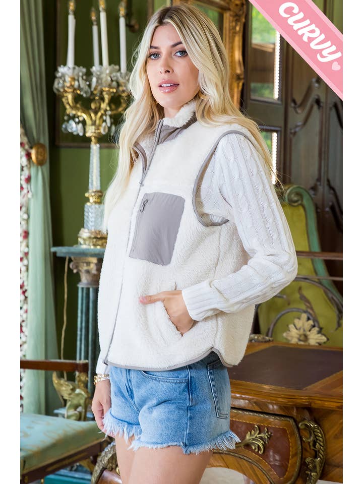 Sweet Lovely by Jen - Wholesale Outerwear Vest - Women's - SW459PL SHERPA VEST30