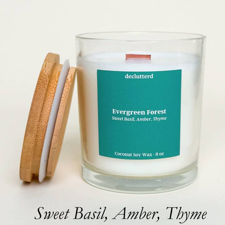 Candle Wood Wick Evergreen Forest Coconut Soy Wax for wholesale by declutterd