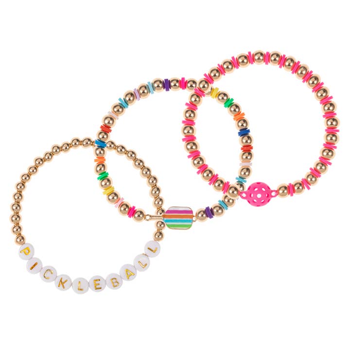 Sensibling Corp. - Wholesale Beaded Bracelet - 3PCS - Pickle Ball Message Enamel Pickleball Paddle Bracelet1