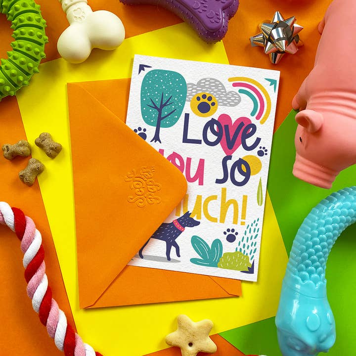 Scoff Paper - Wholesale Pet Treats - Dog - Scoff Paper - Love you So Much Edible Dog Card (Bacon flavour)