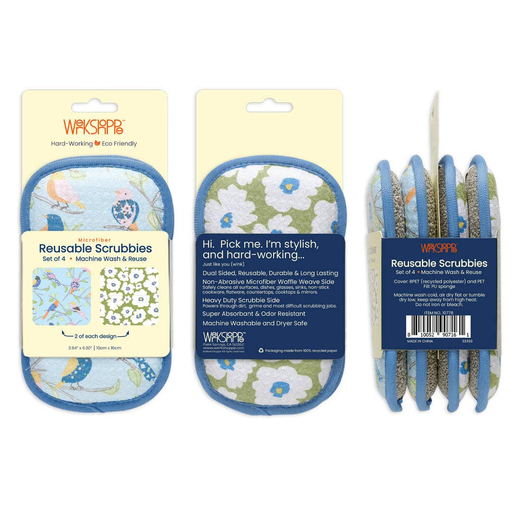 WerkShoppe - Wholesale Cleaning Sponge - Floral Finch & Friends Scrubbie Set6