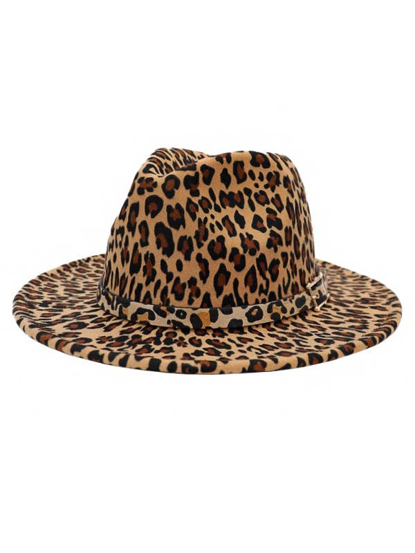 Leopard Boho Chic Rancher Felt Hat for wholesale by Cap Zone