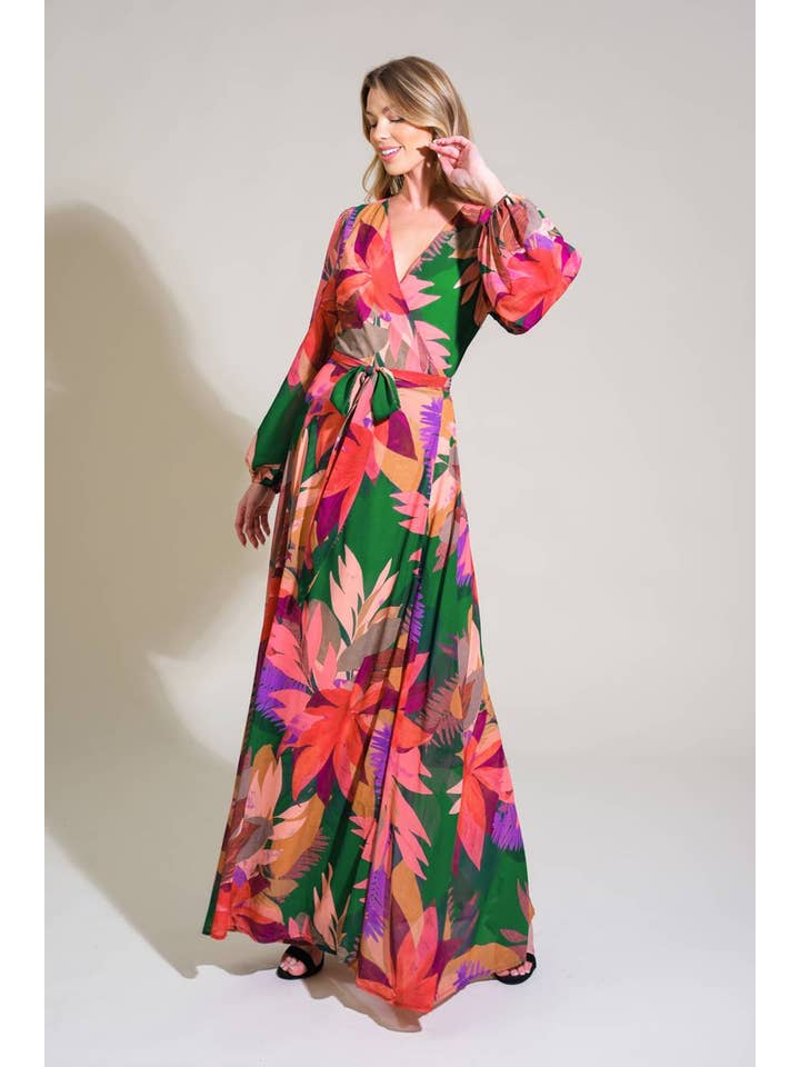 Green A printed woven maxi dress - ID21576 for wholesale on Faire
