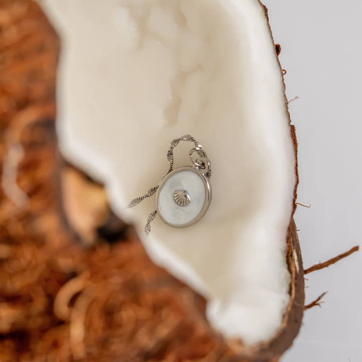 WJW - Wholesale Individual Charm/Pendant - 18K Gold PVD Stainless Steel White Enamel Charm with Shell5