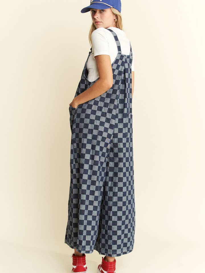 DENIM CKECKERD JUMPSUIT JJS6345 for wholesale on Faire12
