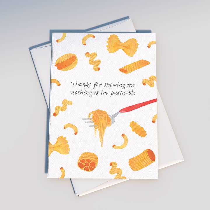 “Nothing is Im-pasta-ble” Thank You Card – A7 Size for wholesale by Tiday Art