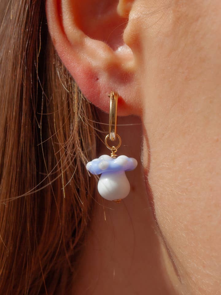 Toadstool Earrings in Baby Blue for wholesale by Picnic Blanket