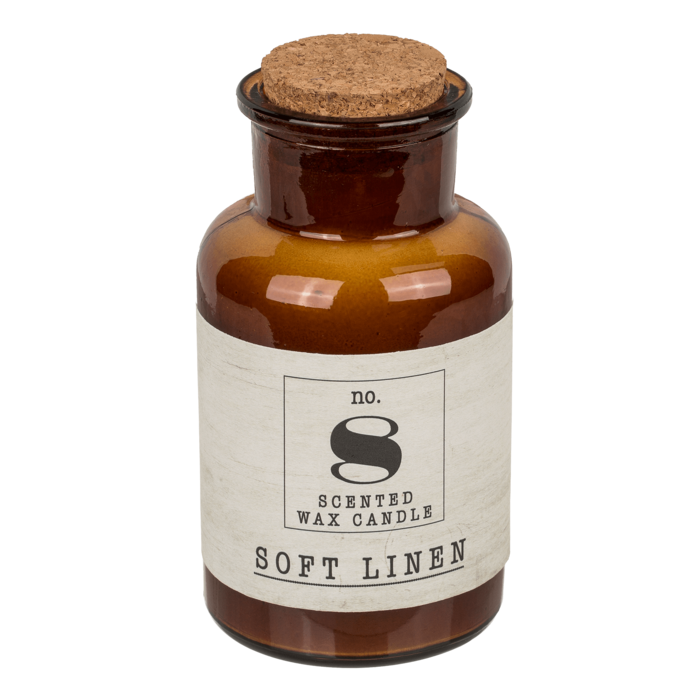 Out of the blue KG – wholesale Burkljus – Doftljus (Soft Linen) i apoteksglas med korklock, ca 6,5 x 12,5 cm1
