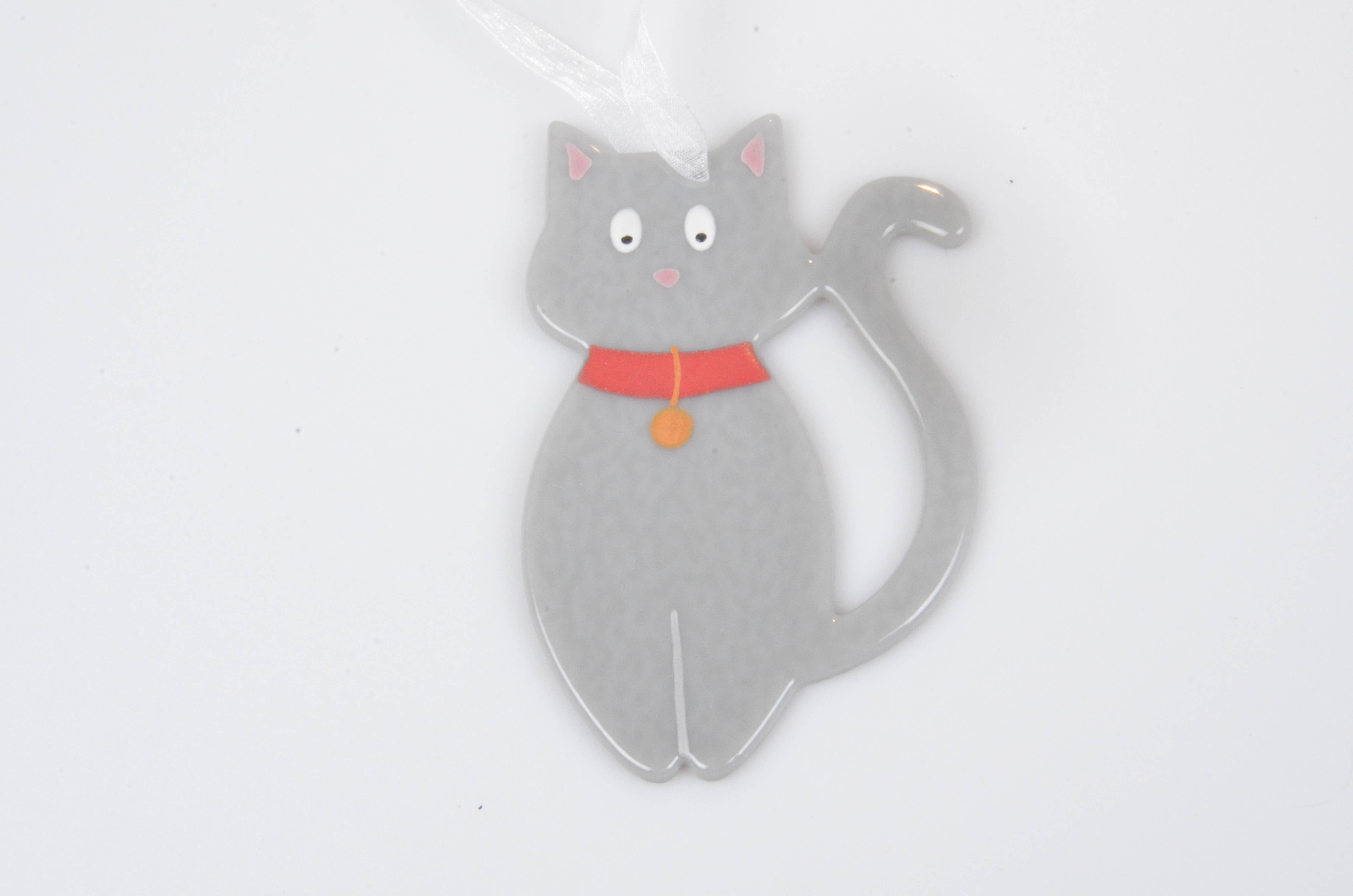 Pam Peters Designs – wholesale Ornament – Handmade Fused Glass Cat Hanging Decorations2