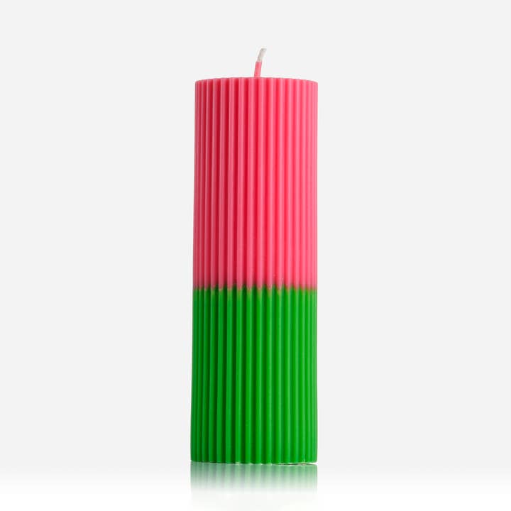 PILLAR TWO-TONE WATERMELON CANDLE for wholesale by Ancient Candle Co.