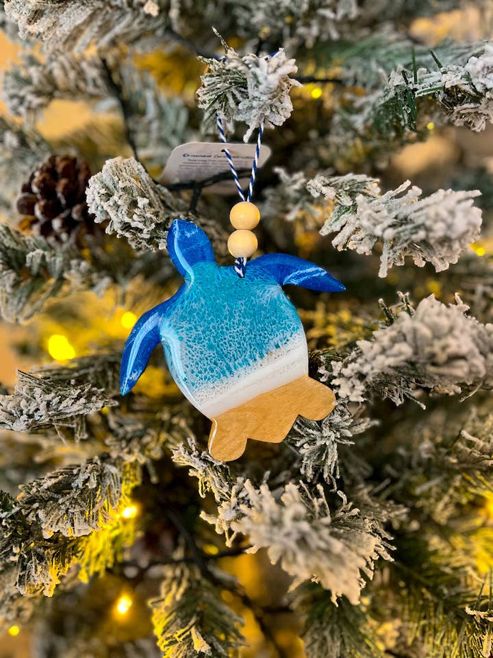 Sea Turtle Ocean Resin Ornament for wholesale by NMinnick Designs