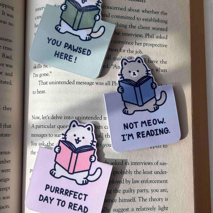 Bookworm Cat Peeking Bookmark for wholesale by Tea Thyme Stationery