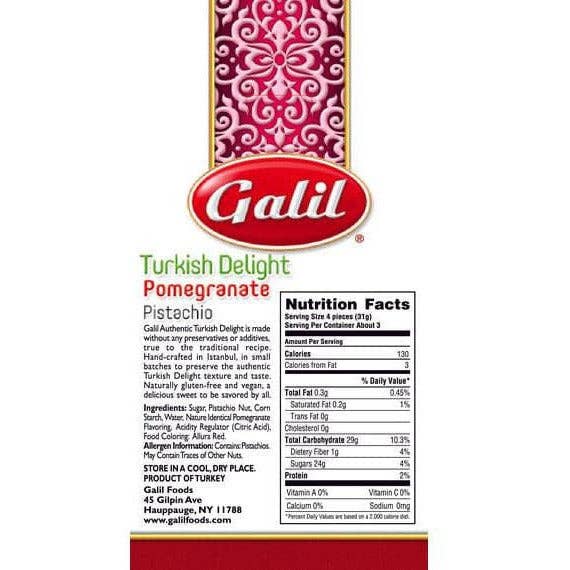 Galil Brands - Wholesale Gummy - Pomegranate Pistachio Turkish Delight | 3.5 oz | Galil