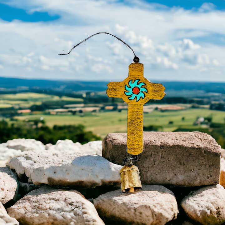 Whimsies - Wholesale Wind Chime - CROSS Wind Chime Southwestern Western Sun unique shimmers