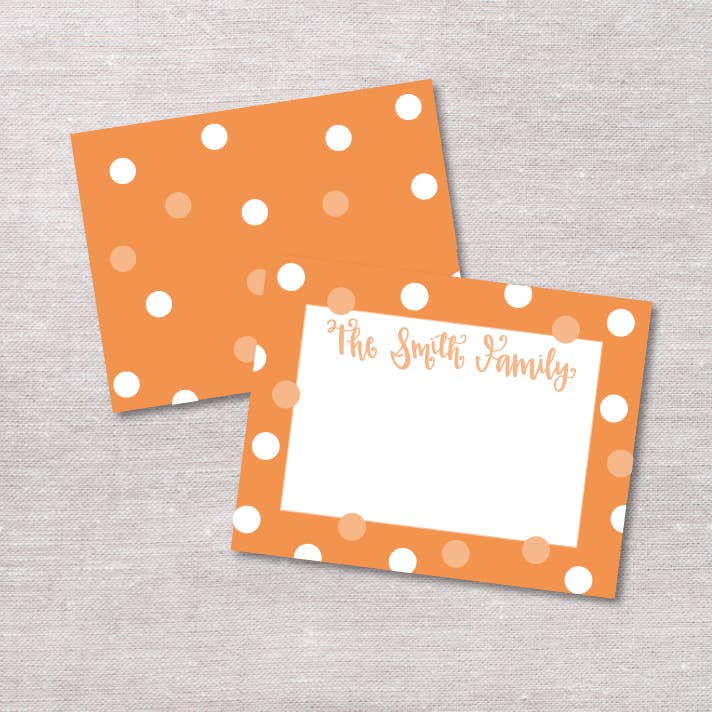 Polka Dot Custom Hand Lettered Flat Notecards for wholesale by The Redheaded Camel
