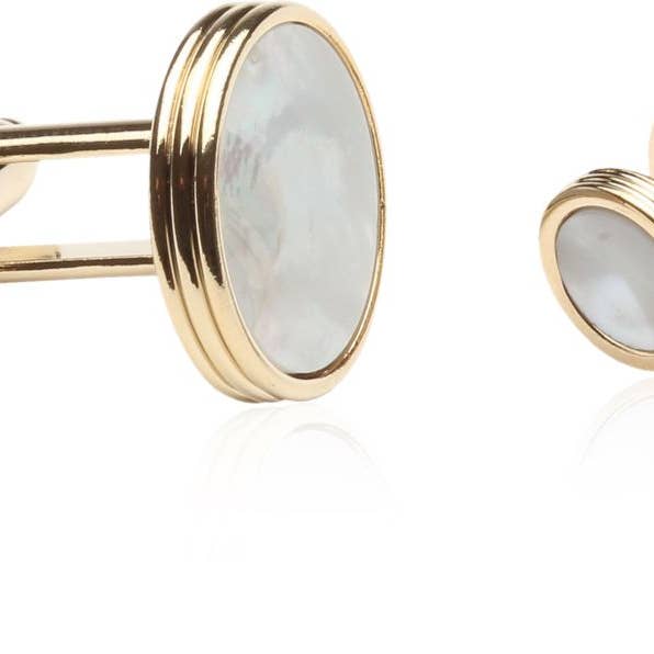 Cuff-Daddy – wholesale Manschett-/skjortknappar - Herr – Mäns pärlemor guld Smoking Manschettknappar dubbar Set