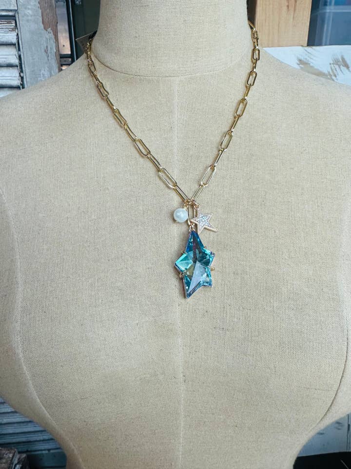 Aqua Stjerne Halskæde for engroshandel hos Scooples Jewelry