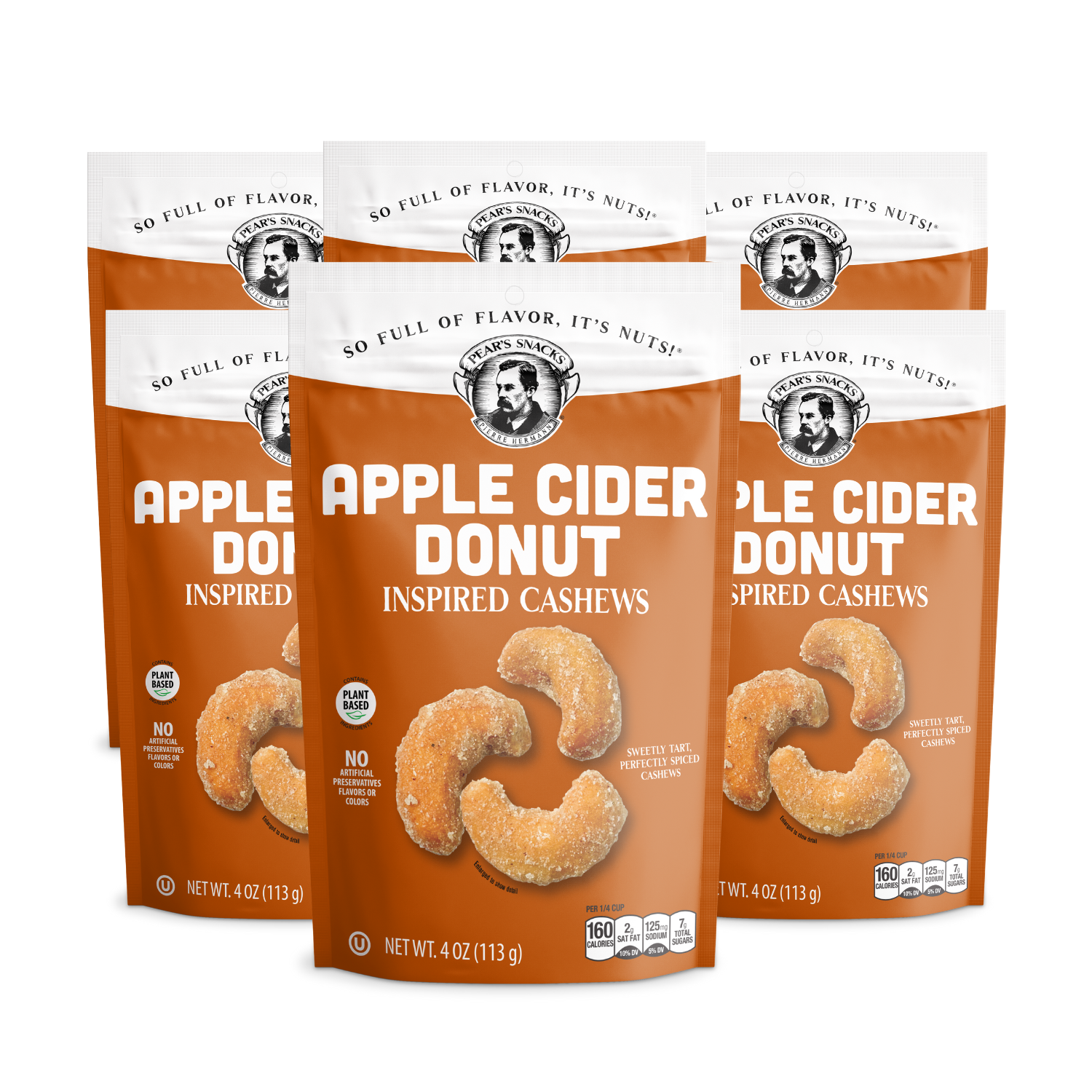 Pear's Snacks - Wholesale Nuts - Apple Cider Donut Cashew (4 oz x 6)1