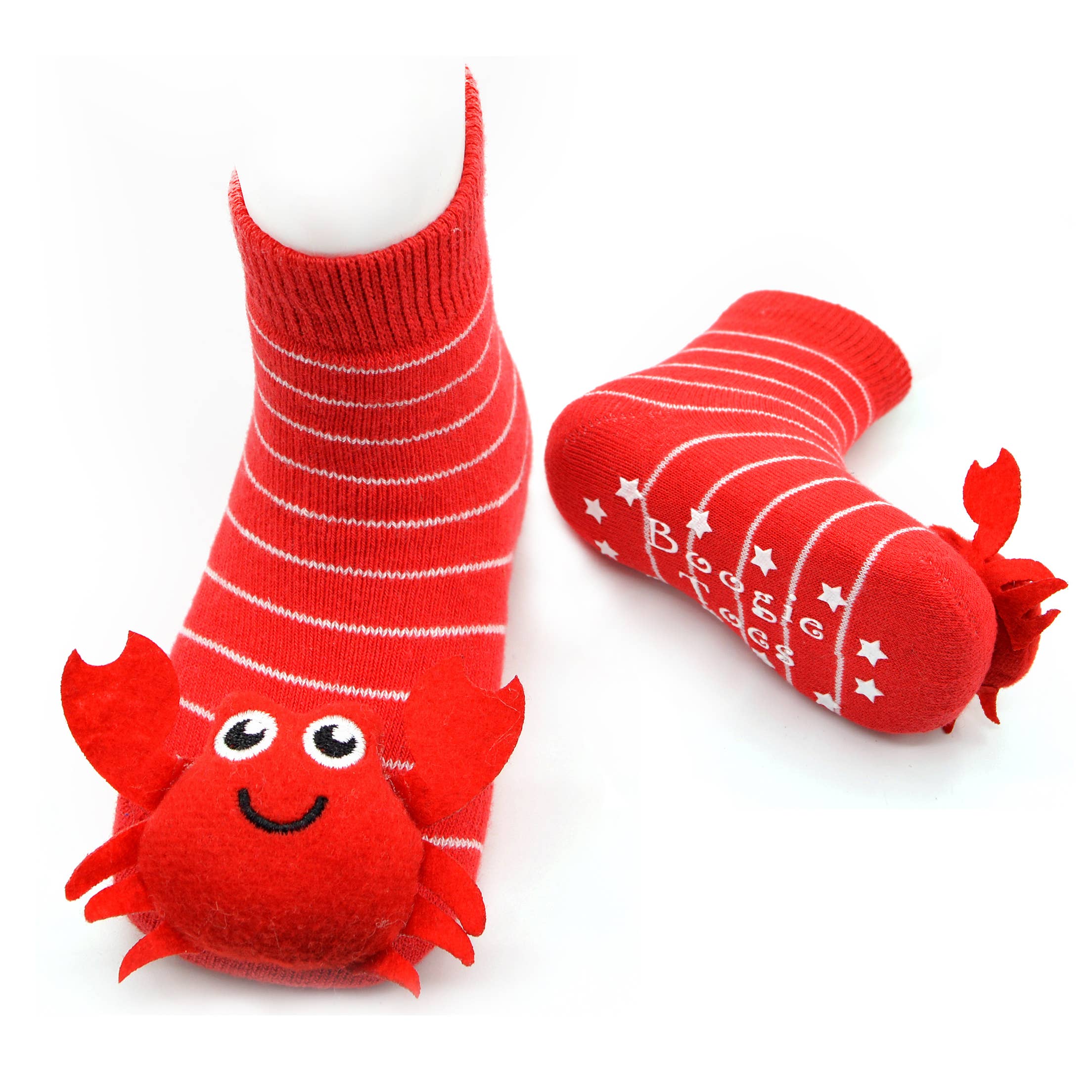Boogie Toes - Vente Chaussettes – enfant et bébé - Chaussettes à hochet Red Crabby Crab Boogie Toes