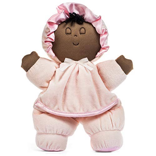 Genius Baby Toys Classic So-Soft Black, Brown, Multiracial Baby Girl Doll Lovey, 11", Pink Dress for wholesale by Genius Babies